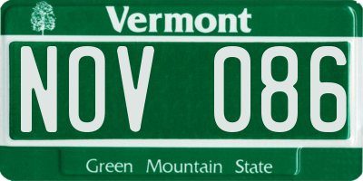 VT license plate NOV086