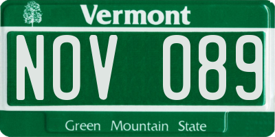 VT license plate NOV089