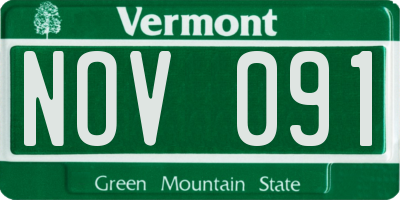 VT license plate NOV091