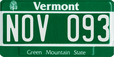 VT license plate NOV093