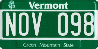 VT license plate NOV098