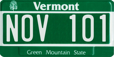 VT license plate NOV101