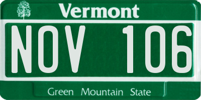 VT license plate NOV106