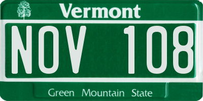 VT license plate NOV108