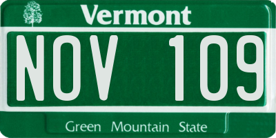 VT license plate NOV109