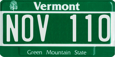 VT license plate NOV110