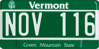 VT license plate NOV116