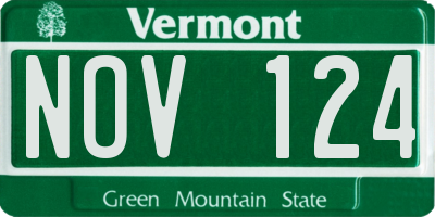 VT license plate NOV124