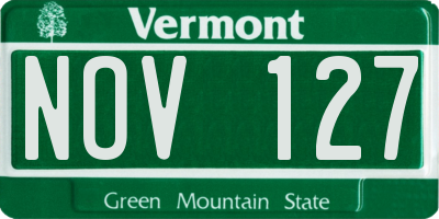 VT license plate NOV127