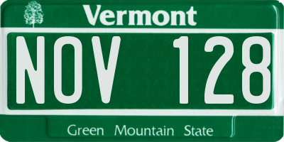 VT license plate NOV128