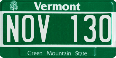 VT license plate NOV130