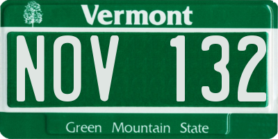 VT license plate NOV132