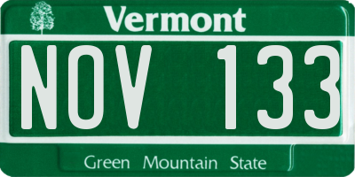 VT license plate NOV133