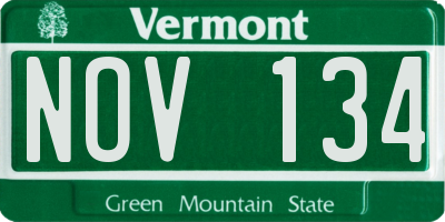 VT license plate NOV134