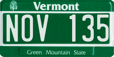 VT license plate NOV135