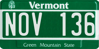 VT license plate NOV136