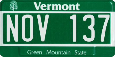 VT license plate NOV137