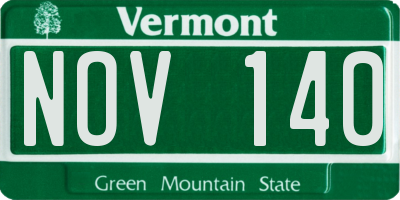 VT license plate NOV140