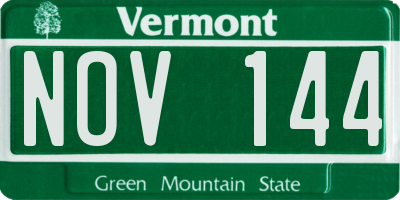 VT license plate NOV144