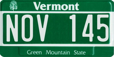 VT license plate NOV145
