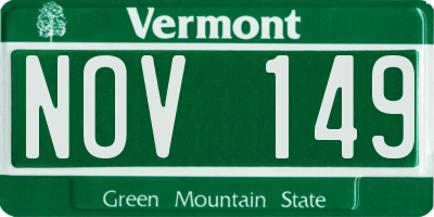 VT license plate NOV149