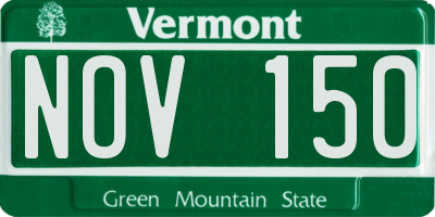 VT license plate NOV150