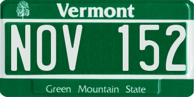 VT license plate NOV152