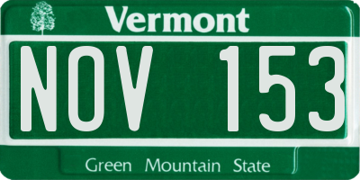 VT license plate NOV153