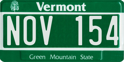 VT license plate NOV154