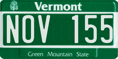 VT license plate NOV155