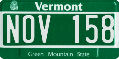 VT license plate NOV158