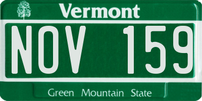 VT license plate NOV159