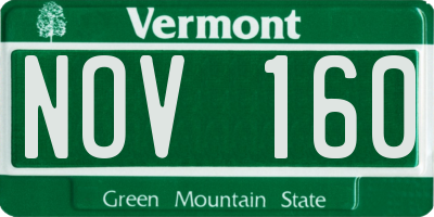 VT license plate NOV160