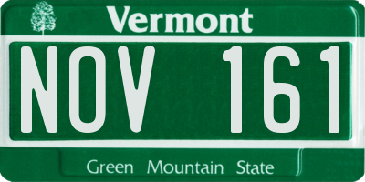VT license plate NOV161