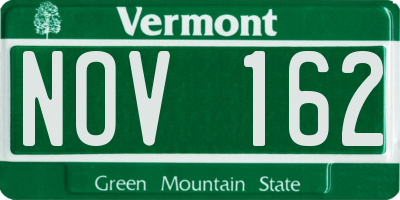 VT license plate NOV162