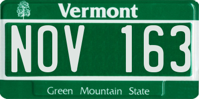 VT license plate NOV163