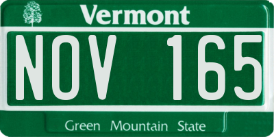 VT license plate NOV165
