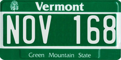VT license plate NOV168