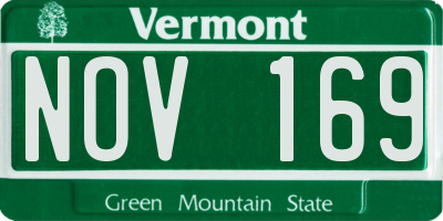 VT license plate NOV169