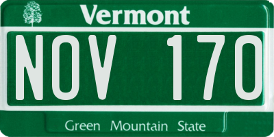 VT license plate NOV170