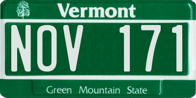 VT license plate NOV171