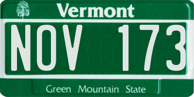 VT license plate NOV173