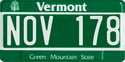 VT license plate NOV178