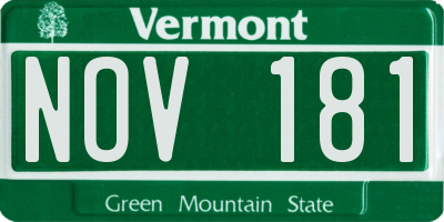 VT license plate NOV181