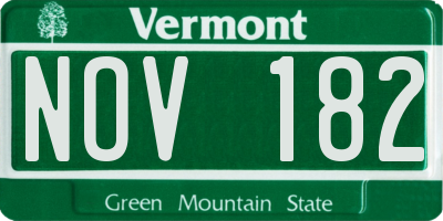 VT license plate NOV182