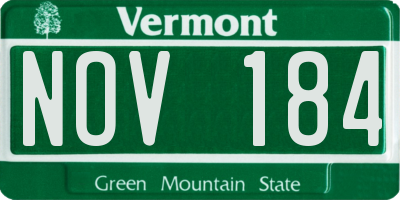 VT license plate NOV184
