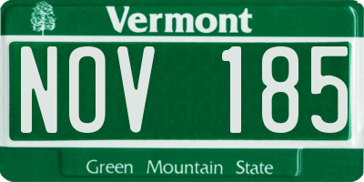 VT license plate NOV185