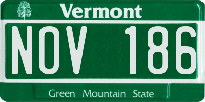 VT license plate NOV186