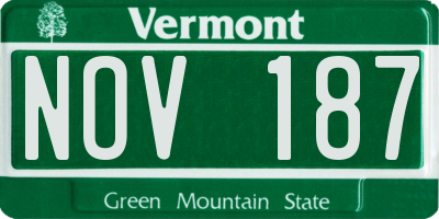 VT license plate NOV187