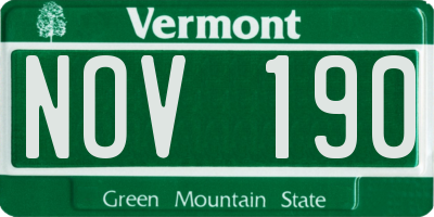VT license plate NOV190